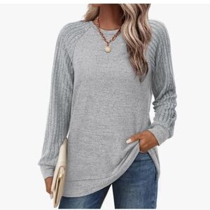 Brand New Tunic Crewneck Lightweight Sweaters Raglan Long Sleeve Shirt Top